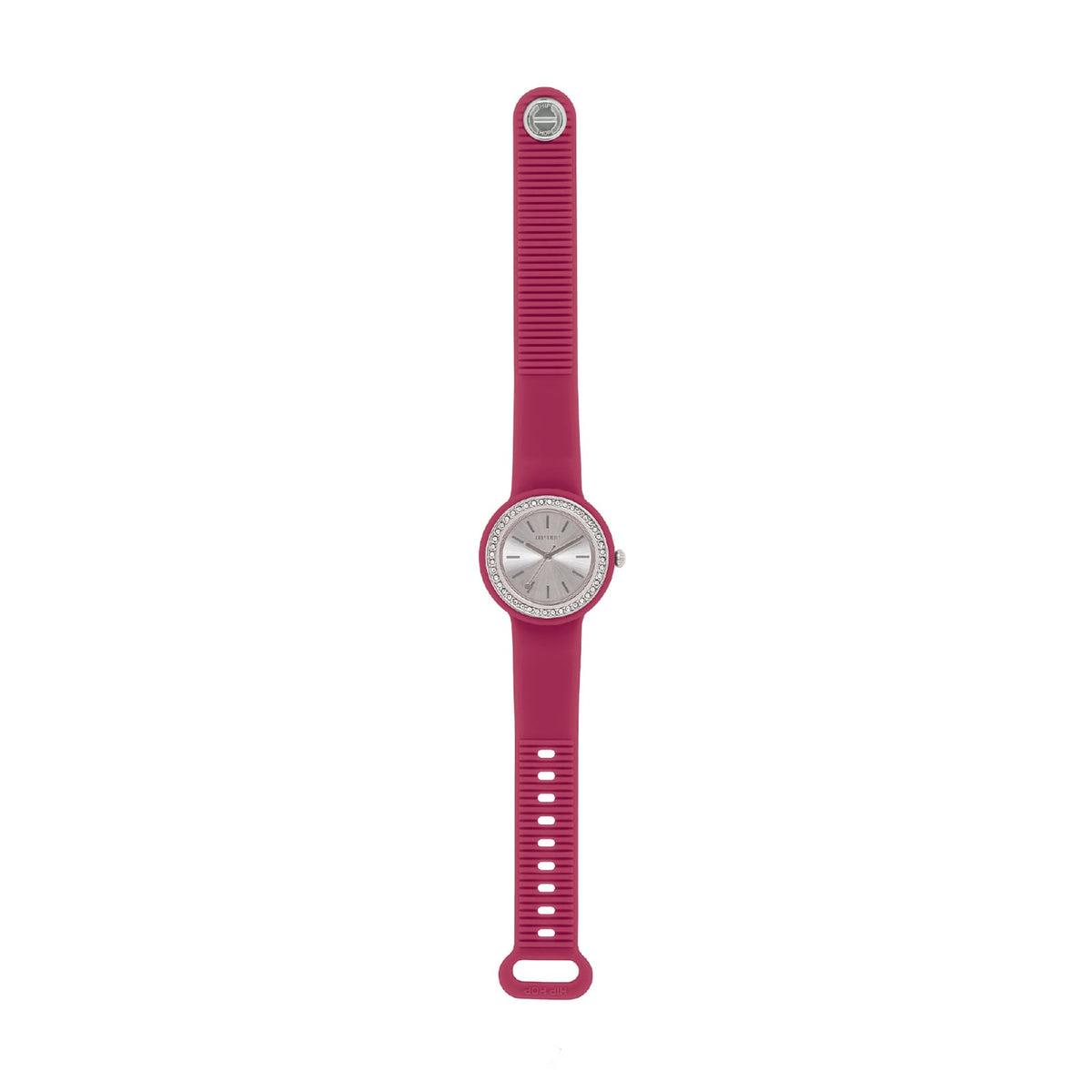 Orologio Hip Hop Hero Dot Bezel in silicone lampone cristalli MISURA UNICA