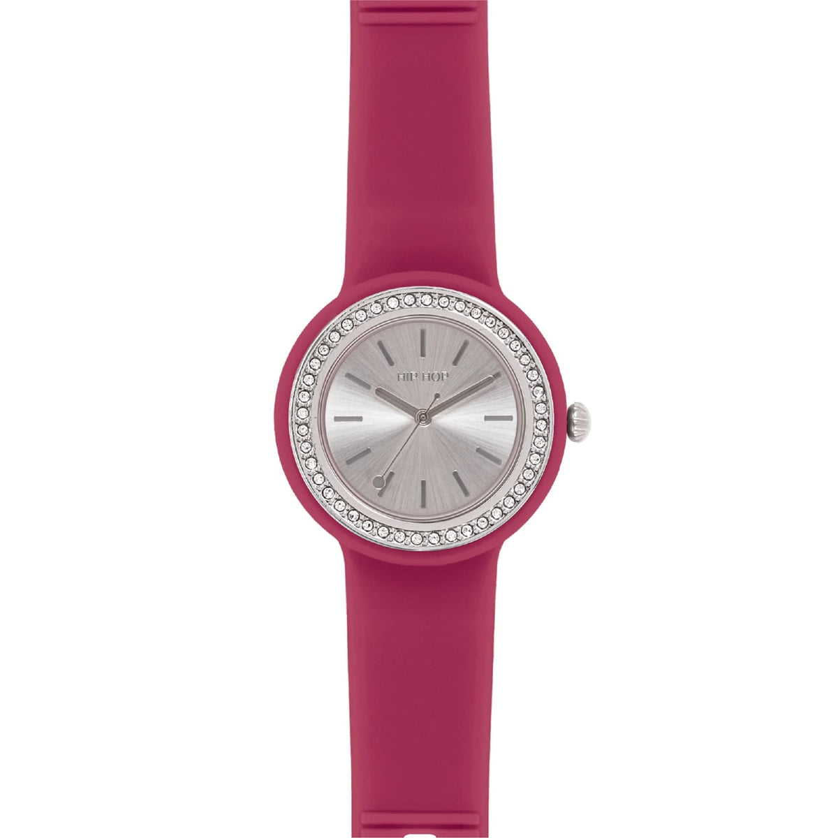 Orologio Hip Hop Hero Dot Bezel in silicone lampone cristalli MISURA UNICA