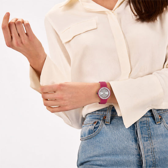 Orologio Hip Hop Hero Dot Bezel in silicone lampone cristalli MISURA UNICA