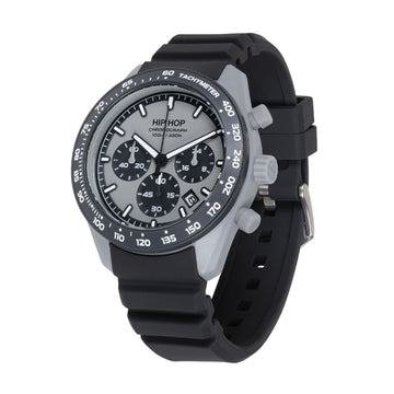 Orologio cronografo Hip Hop XT10 in silicone grigio scuro MISURA UNICA
