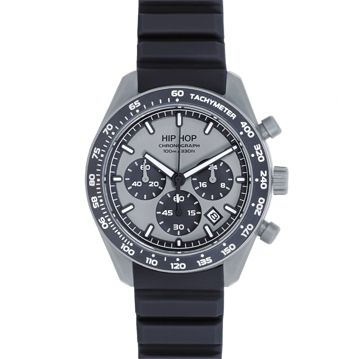 Orologio cronografo Hip Hop XT10 in silicone grigio scuro MISURA UNICA