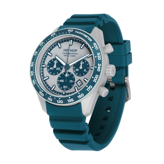 Orologio cronografo Hip Hop XT10 in silicone blu oceano MISURA UNICA