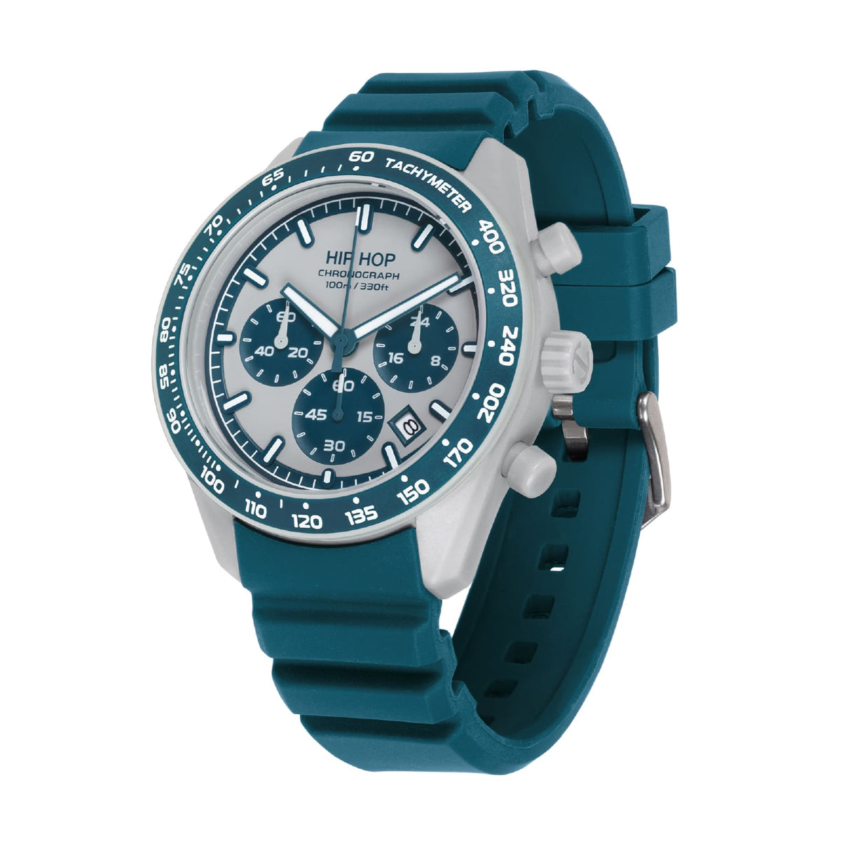 Orologio cronografo Hip Hop XT10 in silicone blu oceano MISURA UNICA