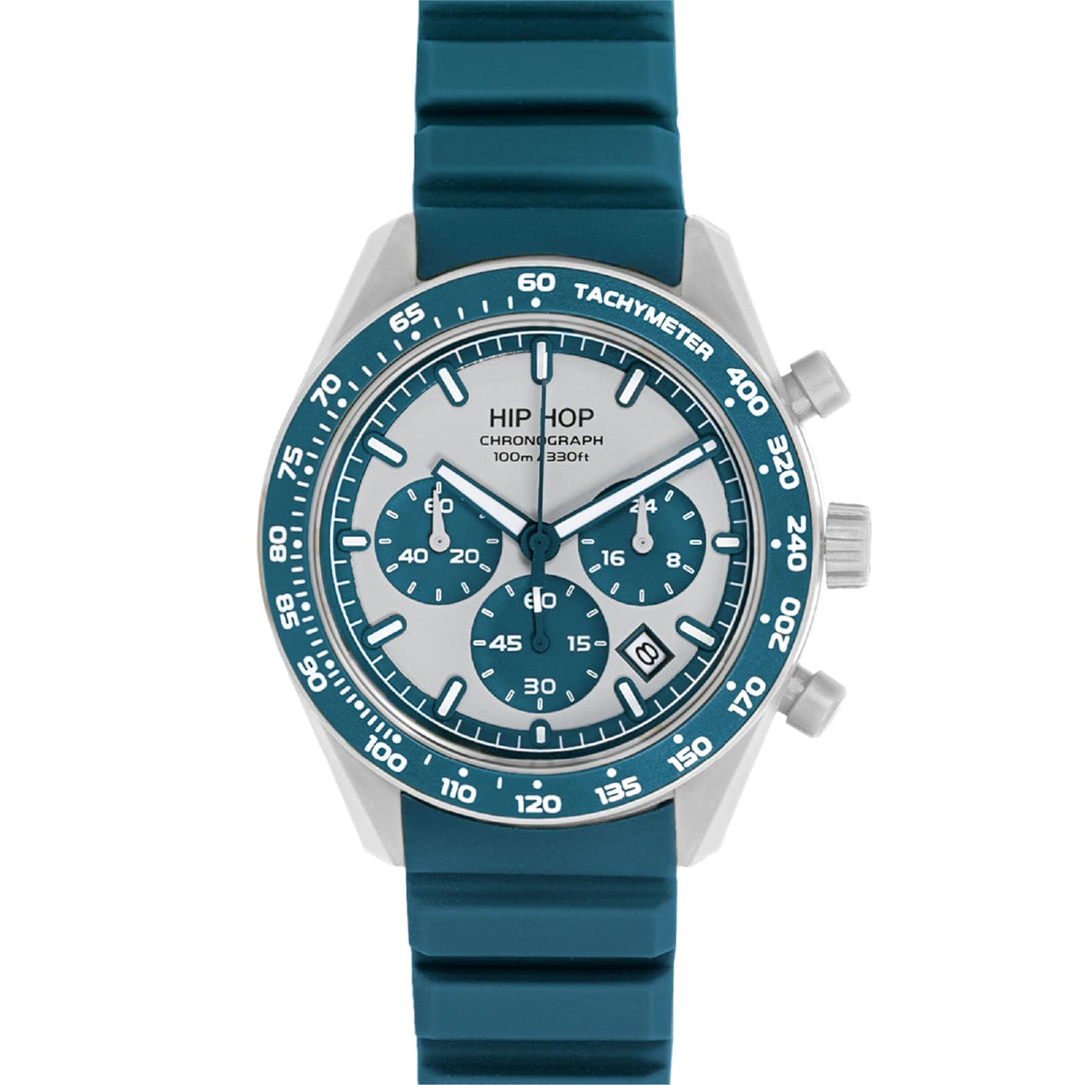 Orologio cronografo Hip Hop XT10 in silicone blu oceano MISURA UNICA