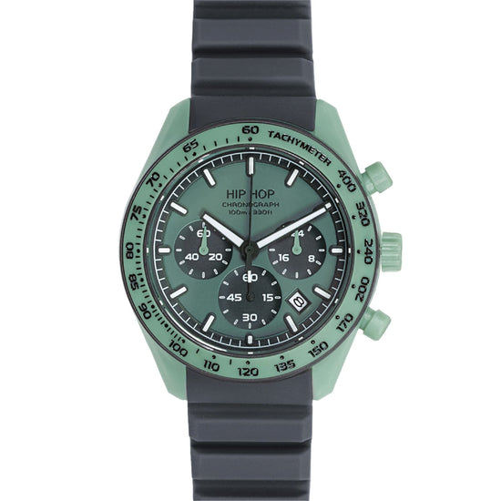 Orologio cronografo Hip Hop XT10 in silicone verde salvia MISURA UNICA