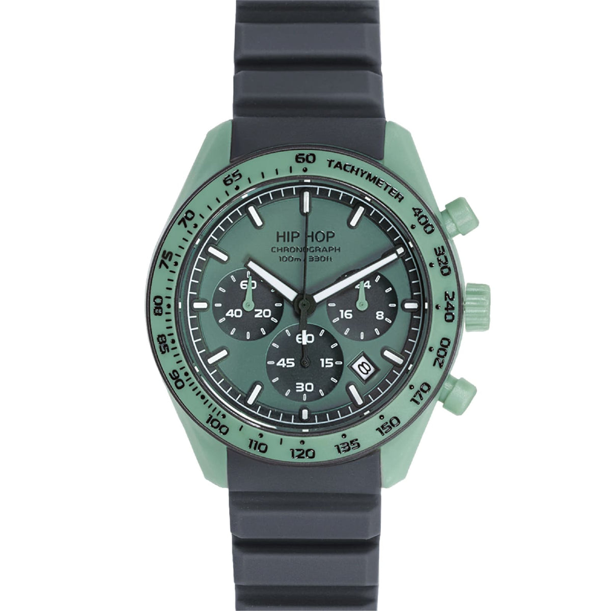 Orologio cronografo Hip Hop XT10 in silicone verde salvia MISURA UNICA