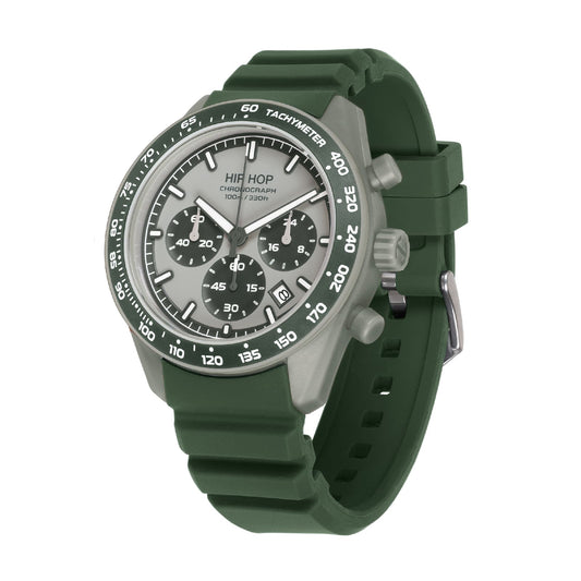 Orologio cronografo Hip Hop XT10 in silicone verde oliva MISURA UNICA