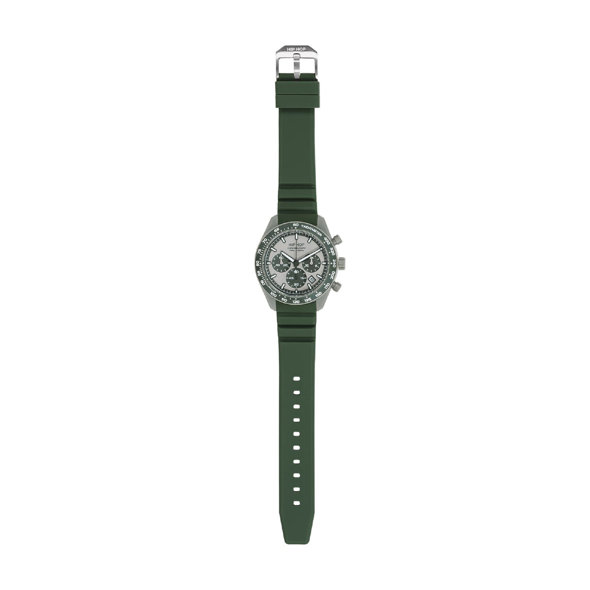 Orologio cronografo Hip Hop XT10 in silicone verde oliva MISURA UNICA