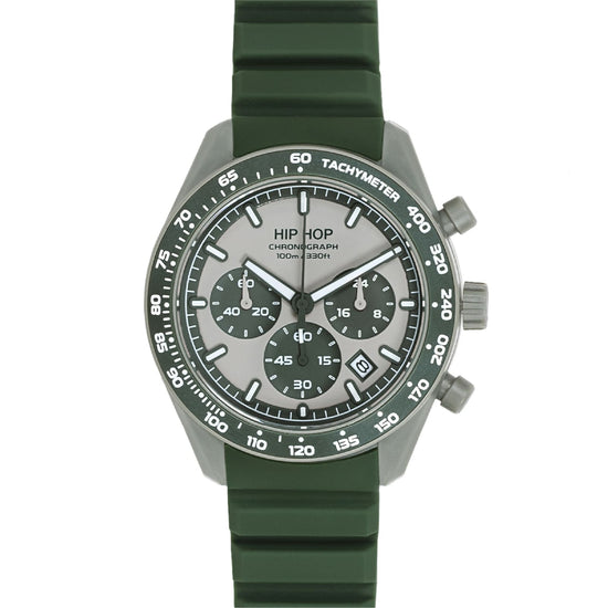Orologio cronografo Hip Hop XT10 in silicone verde oliva MISURA UNICA