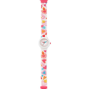 Orologio solo tempo della collezione Hip Hop Kids Fun Color Heart da bambina in silicone e tessuto con cuori colorati HWU1180