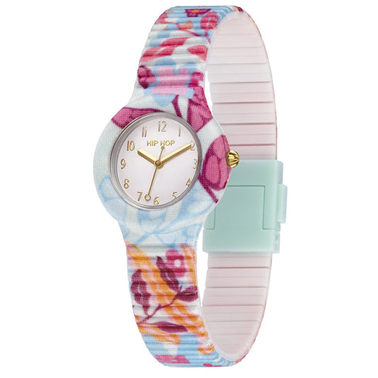 Orologio da donna Hip Hop Clori Light Blue cassa 32mm e tessuto con fiori HWU1211-1