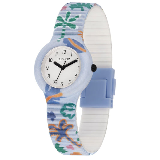 Orologio da donna Hip Hop California Vibes cassa 32mm e tessuto azzurro con palme HWU1214-1