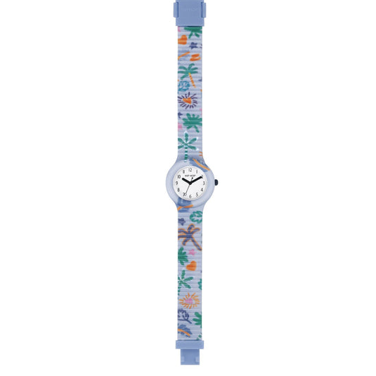 Orologio da donna Hip Hop California Vibes cassa 32mm e tessuto azzurro con palme HWU1214-2
