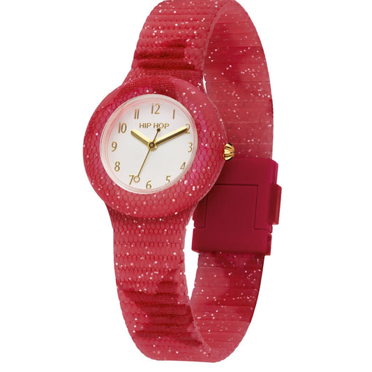 Orologio da donna Hip Hop California Vibes cassa 32mm e tessuto glitterato rosso HWU1225-1