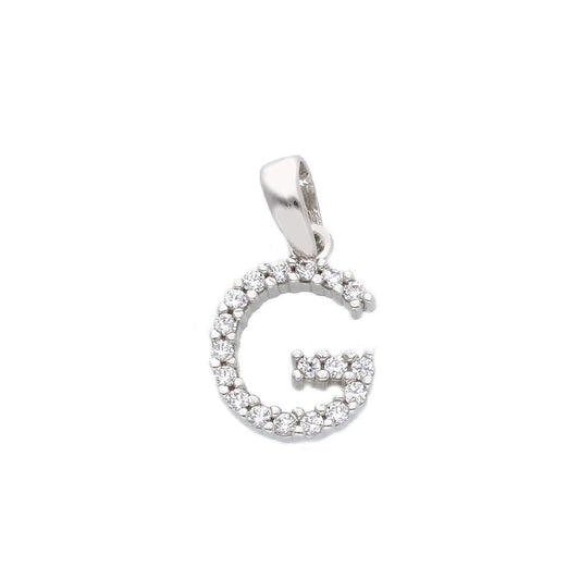 Ciondolo "G" unisex JOY Gioielli oro bianco con zirconi INZ035BBG-1