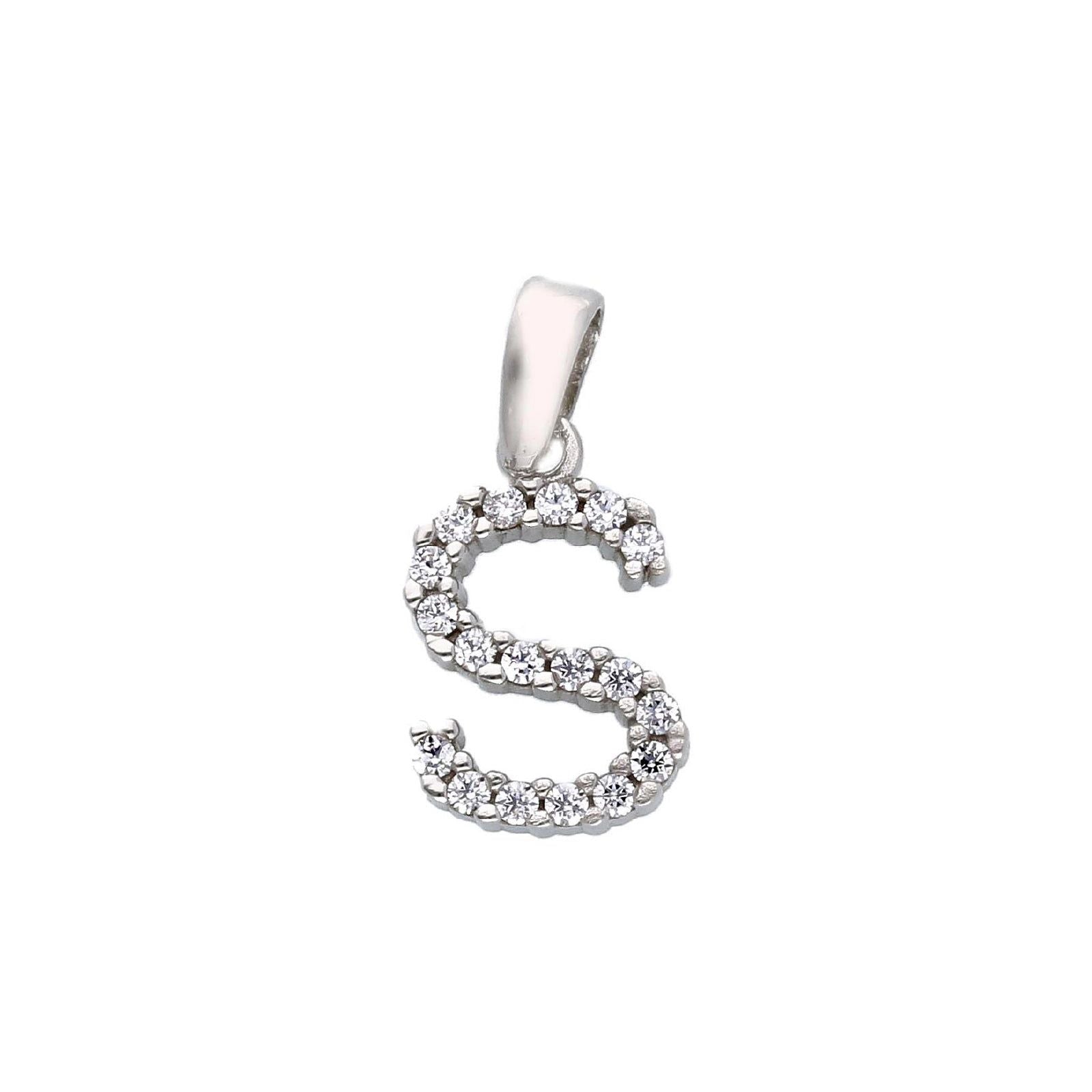 Ciondolo "S" unisex JOY Gioielli oro bianco con zirconi INZ035BBS-1