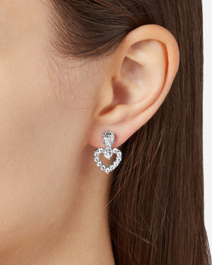 Orecchini pendenti con cuore della collezione Chiara Ferragni Infinity Love Diamond Heart da donna placcati rodio con zirconi  J19AVG09