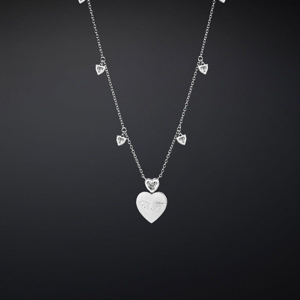 Collana girocollo della collezione Chiara Ferragni Silver da donna in argento 925 con zirconi taglio cuore e ciondolo cuore con pavé J19AXD01