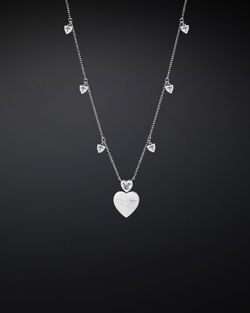 Collana girocollo della collezione Chiara Ferragni Silver da donna in argento 925 con zirconi taglio cuore e ciondolo cuore con pavé J19AXD01