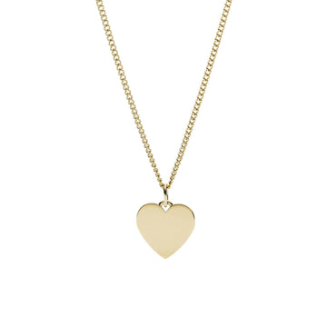 Collana Fossil Drew da donna in acciaio oro con catena grumetta e ciondolo cuore JF03080710-1