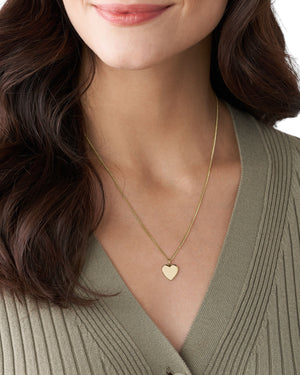 Collana della collezione Fossil Drew da donna in acciaio color oro con catena grumetta e ciondolo a cuore JF03080710