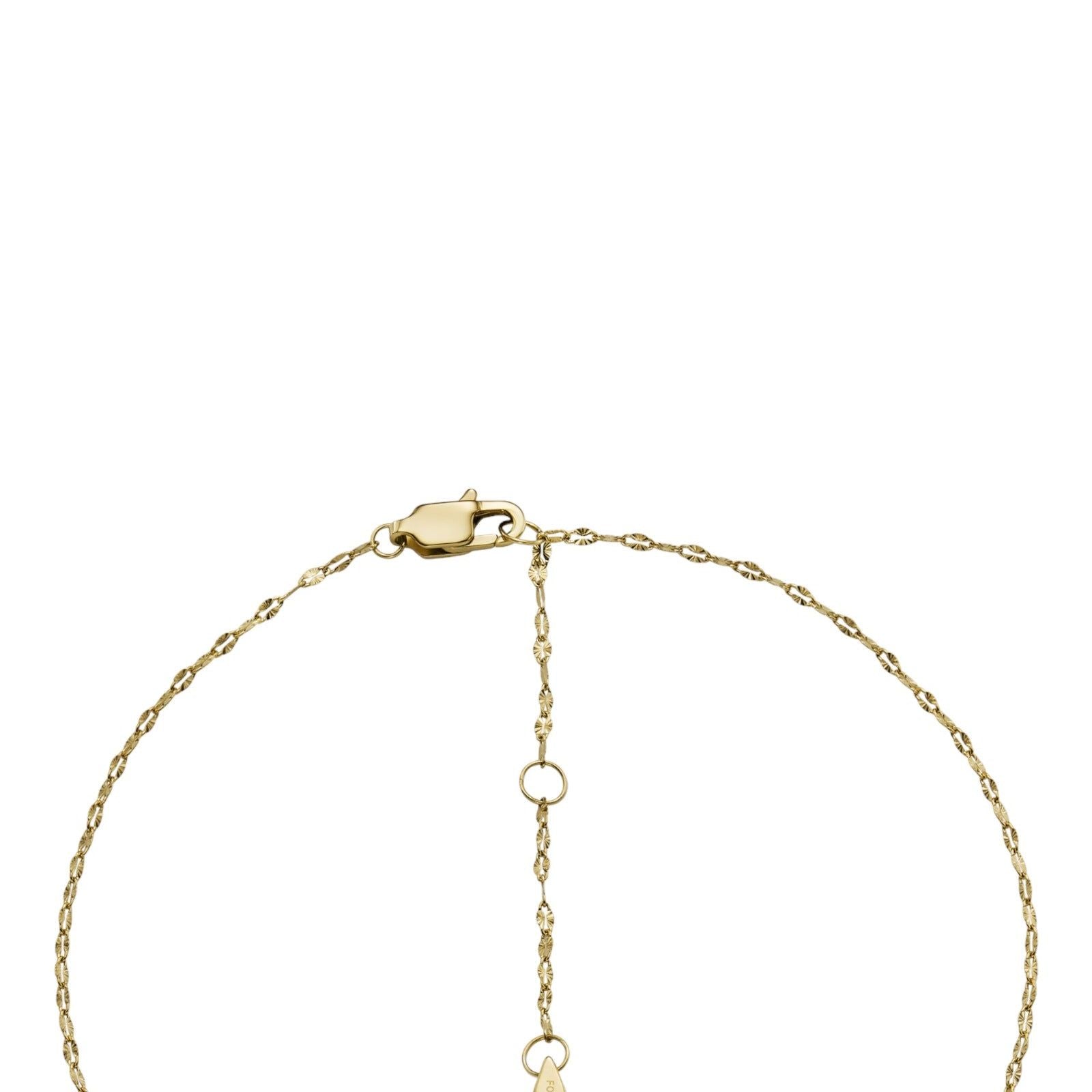 Collana donna Fossil Sadie acciaio oro con rettangolo, cristallo verde e bianco JF04588710-4