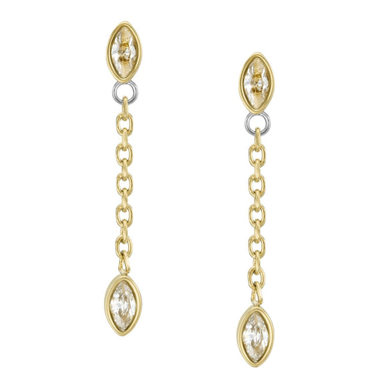 Orecchini punto luce donna Fossil Sadie acciaio oro con cristalli e chiusura pendente JF04591710-1