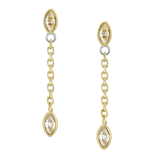 Orecchini punto luce donna Fossil Sadie acciaio oro con cristalli e chiusura pendente JF04591710-1