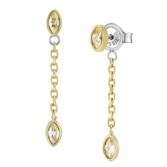 Orecchini punto luce donna Fossil Sadie acciaio oro con cristalli e chiusura pendente JF04591710-2