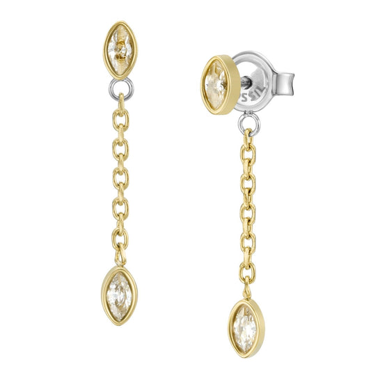 Orecchini punto luce donna Fossil Sadie acciaio oro con cristalli e chiusura pendente JF04591710-2