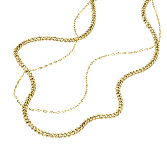 Set collane Fossil Jewelry donna in acciaio oro con catena grumetta e scintillante JF04598SET-1