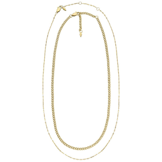 Set collane Fossil Jewelry donna in acciaio oro con catena grumetta e scintillante JF04598SET-2