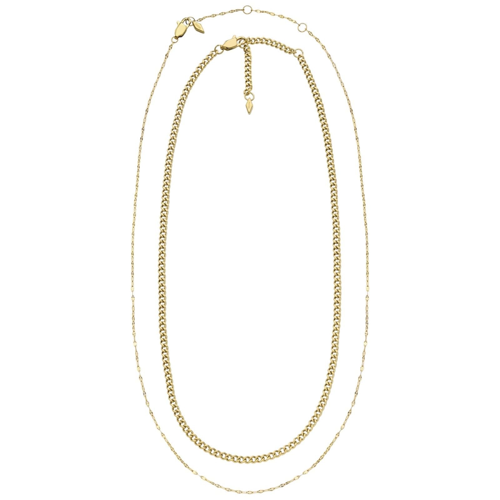 Set collane Fossil Jewelry donna in acciaio oro con catena grumetta e scintillante JF04598SET-2