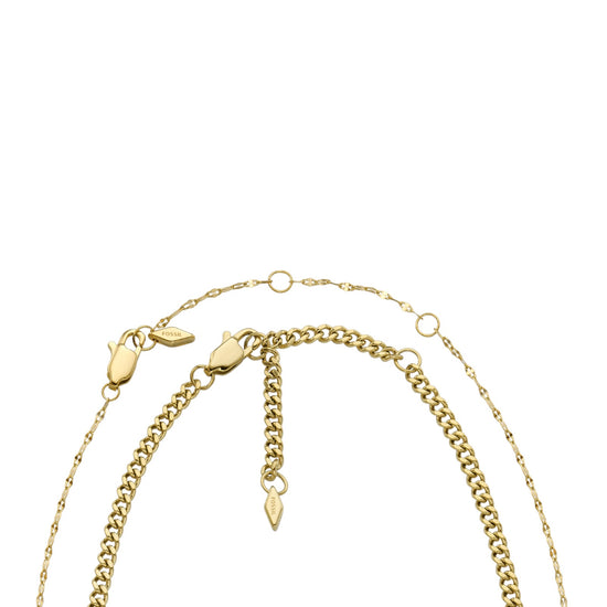 Set collane Fossil Jewelry donna in acciaio oro con catena grumetta e scintillante JF04598SET-3