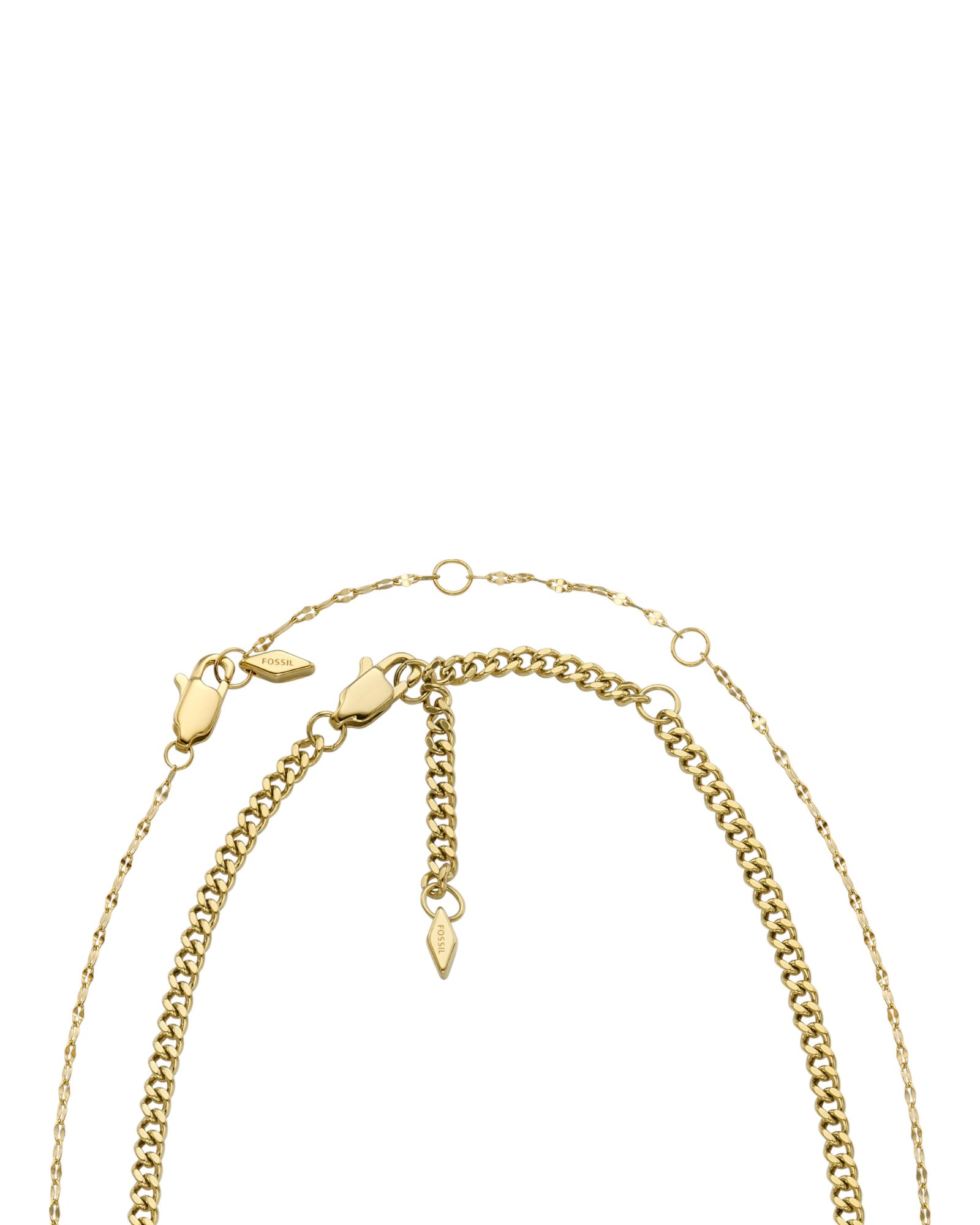 Set collane Fossil Jewelry donna in acciaio oro con catena grumetta e scintillante JF04598SET-3