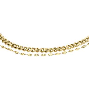 Set bracciali Fossil Jewelry donna in acciaio oro con catena grumetta e scintillante JF04599SET-1