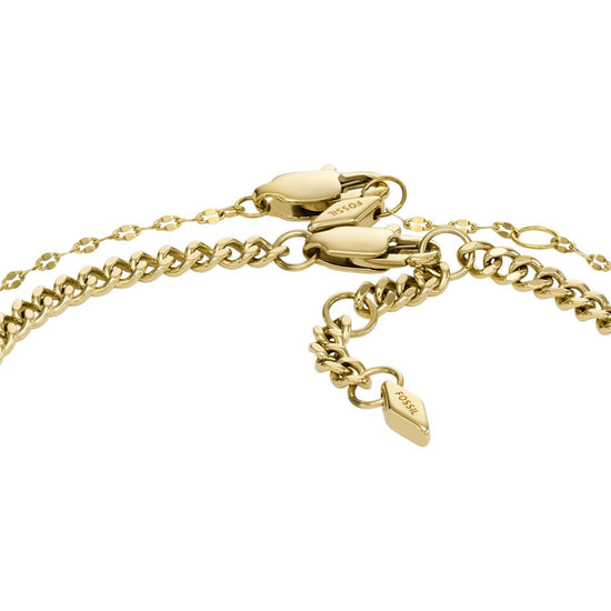 Set bracciali Fossil Jewelry donna in acciaio oro con catena grumetta e scintillante JF04599SET-2