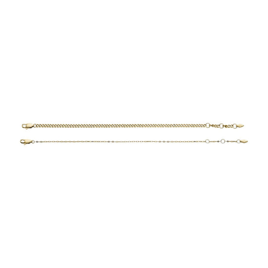 Set bracciali Fossil Jewelry donna in acciaio oro con catena grumetta e scintillante JF04599SET-3