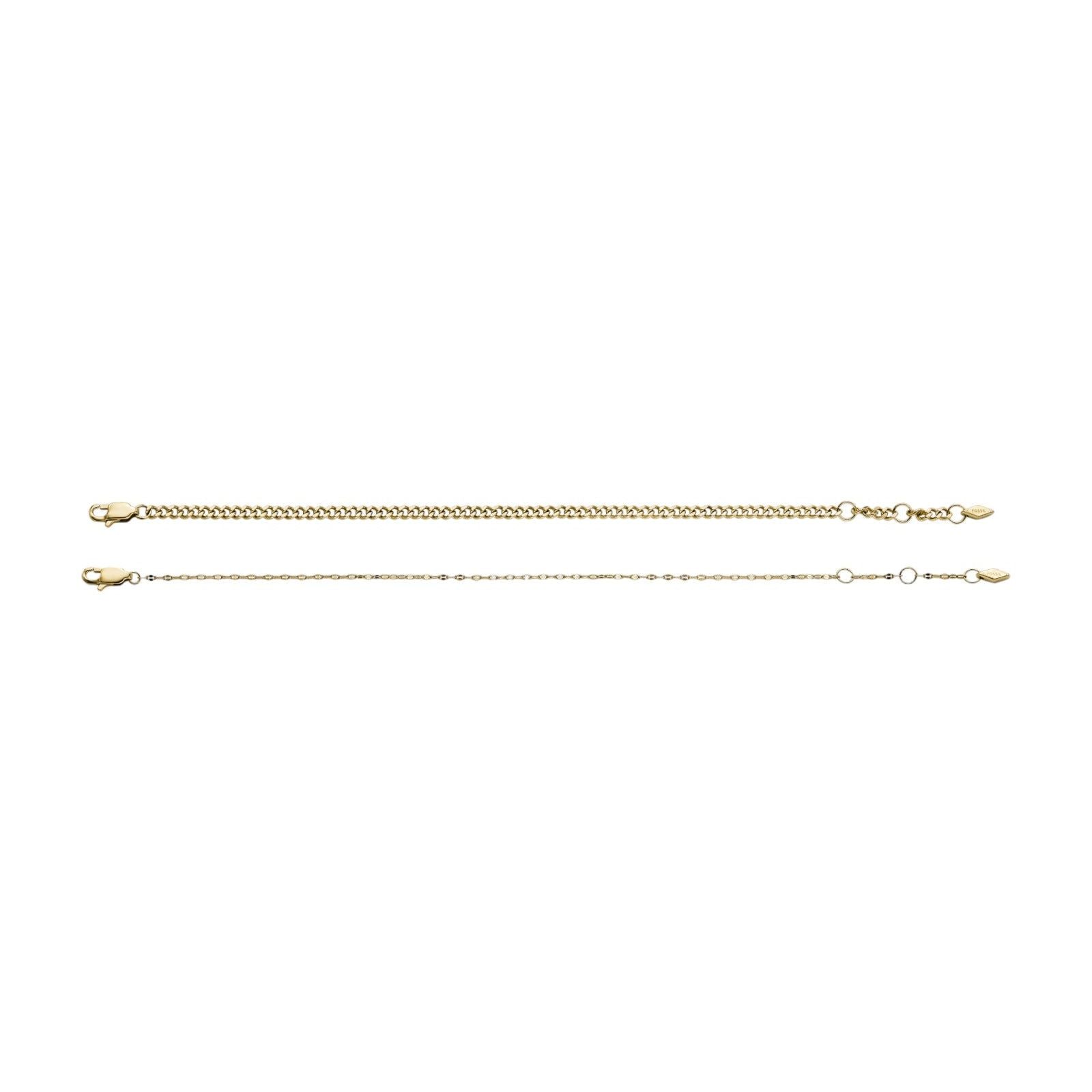 Set bracciali Fossil Jewelry donna in acciaio oro con catena grumetta e scintillante JF04599SET-3