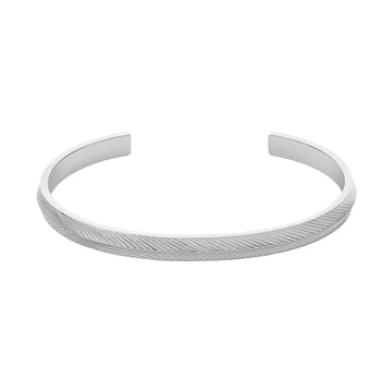 Bracciale rigido donna Fossil Harlow acciaio con texture a righe JF04665040-1