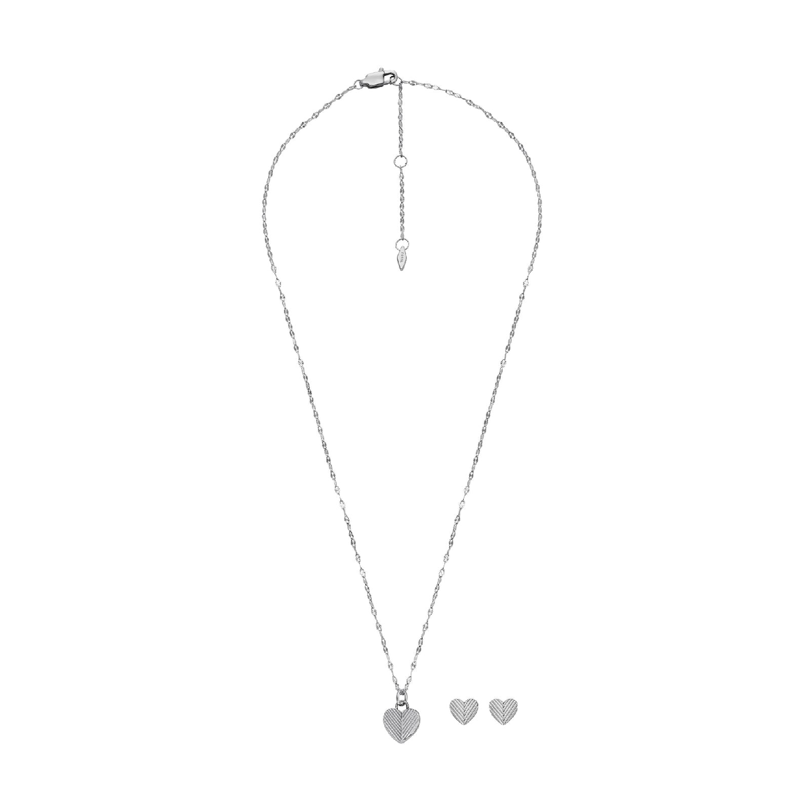 Set collana orecchini donna Fossil Harlow acciaio cuore texture a righe JF04669SET