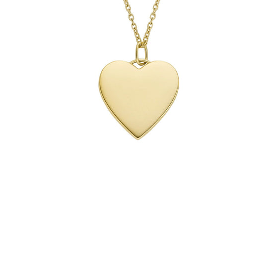 Collana Fossil Drew da donna in acciaio oro con catena rolò e ciondolo cuore JF04689710-1