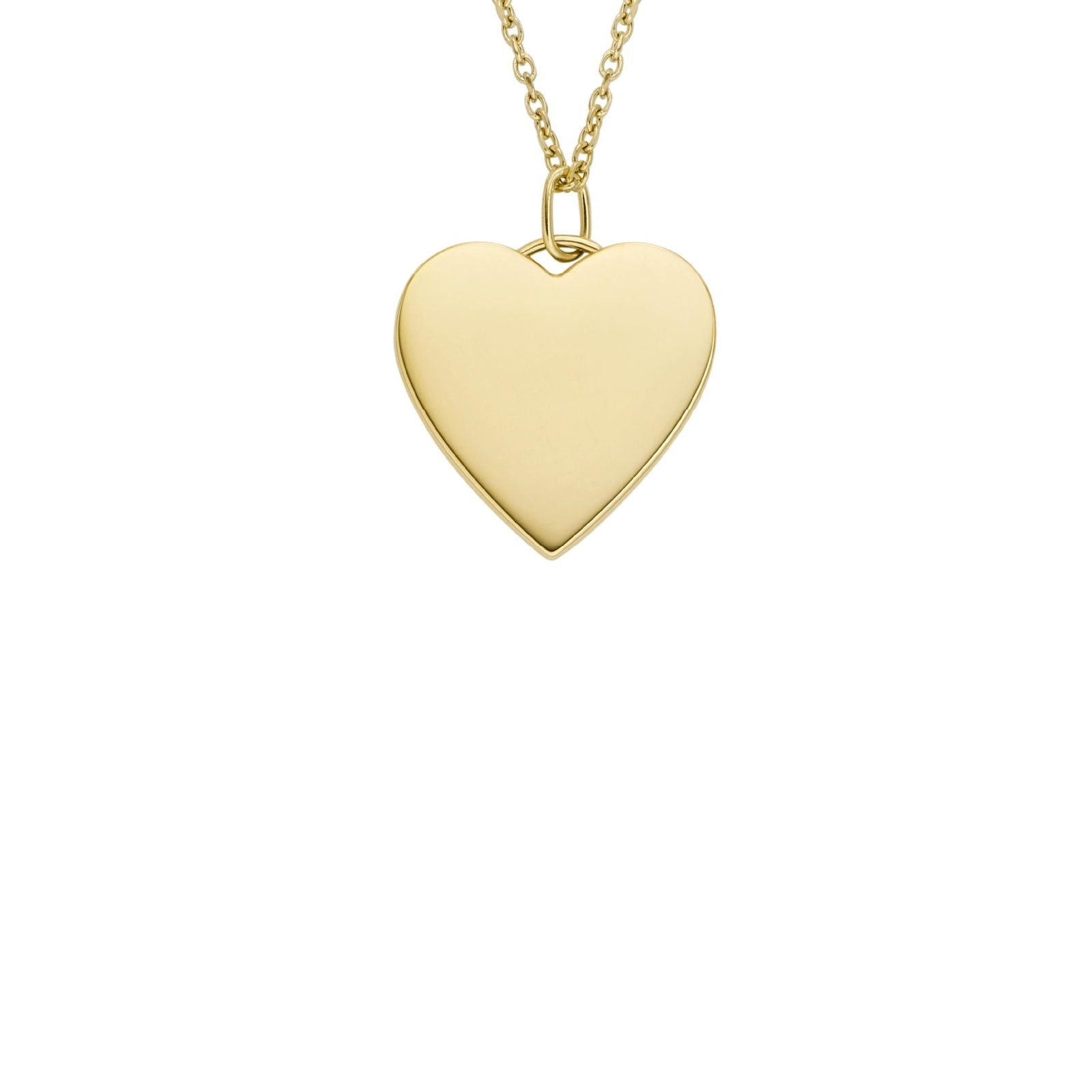 Collana Fossil Drew da donna in acciaio oro con catena rolò e ciondolo cuore JF04689710-1