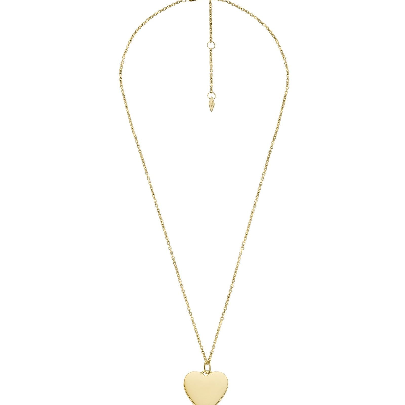Collana Fossil Drew da donna in acciaio oro con catena rolò e ciondolo cuore JF04689710-2