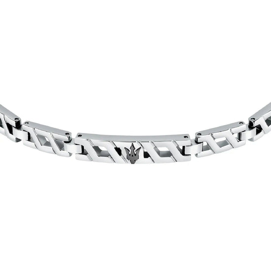 Bracciale uomo Maserati Iconic in acciaio con logo nero JM124AVD34-2
