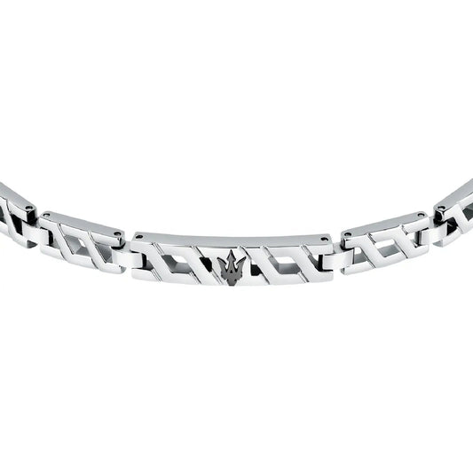 Bracciale uomo Maserati Iconic in acciaio con logo nero JM124AVD34-2