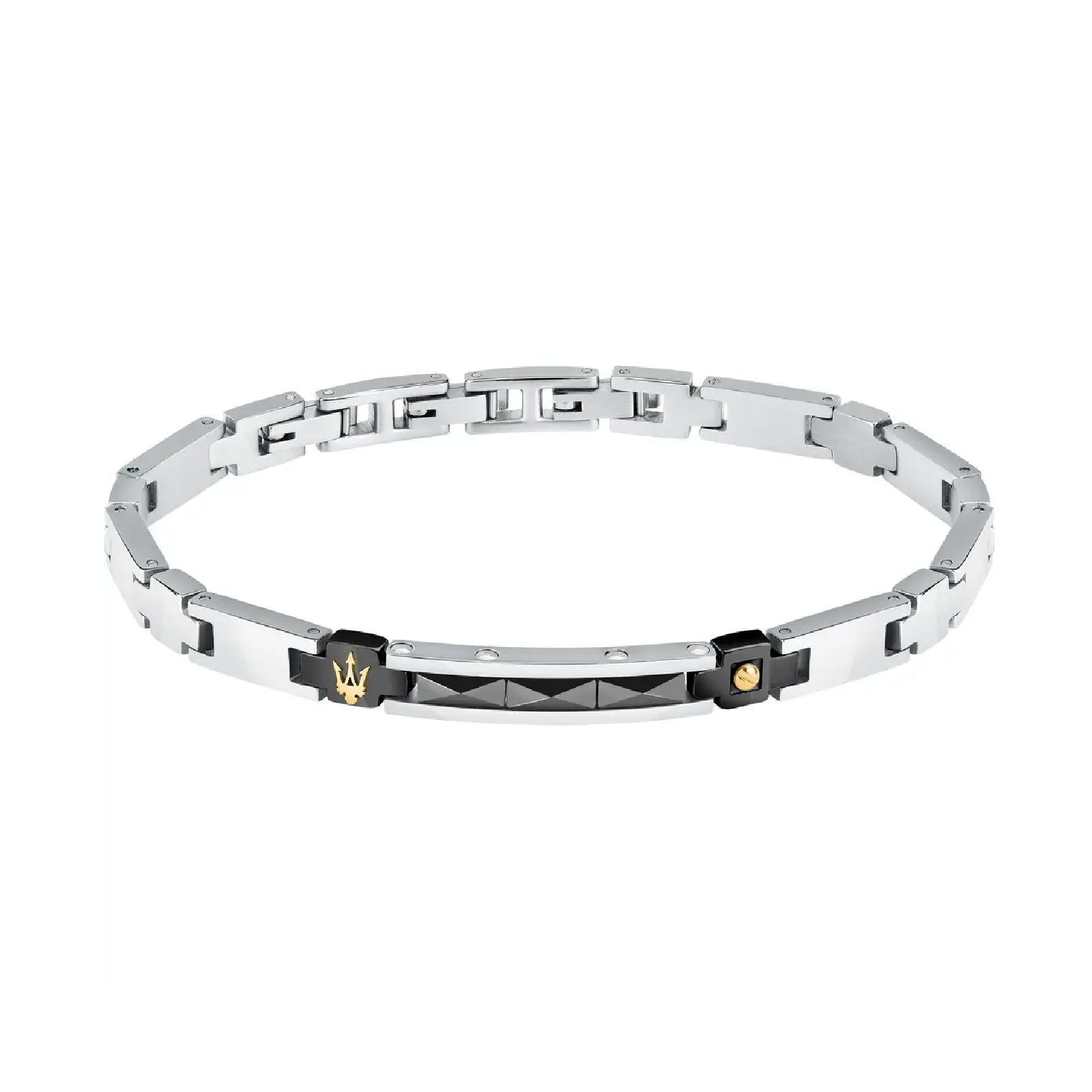 Bracciale uomo Maserati Ceramic in acciaio con ceramica nera JM224ATZ35-1