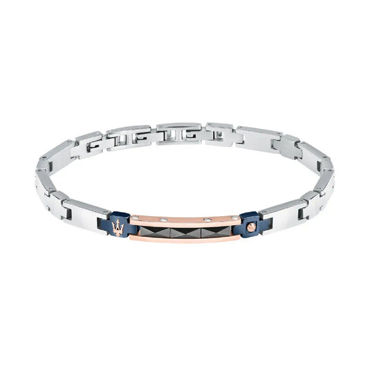 Bracciale uomo Maserati Ceramic in acciaio rosé e blu con ceramica nera JM224ATZ38-1