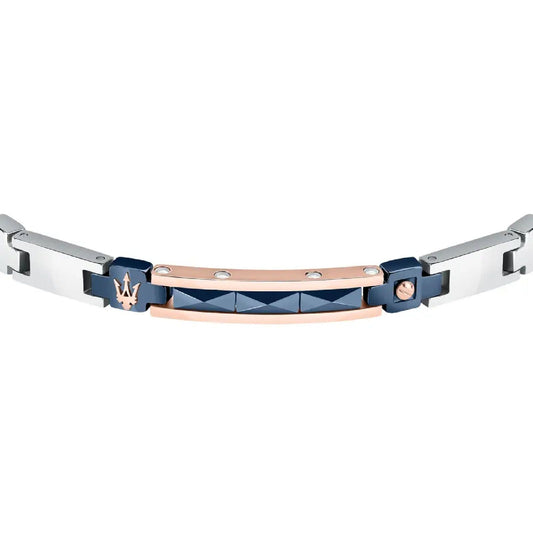 Bracciale uomo Maserati Ceramic in acciaio rosé e blu con ceramica nera JM224ATZ38-2