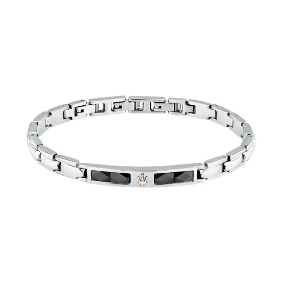 Bracciale uomo Maserati Ceramic in acciaio con 4 elementi in ceramica nera JM224ATZ40-1